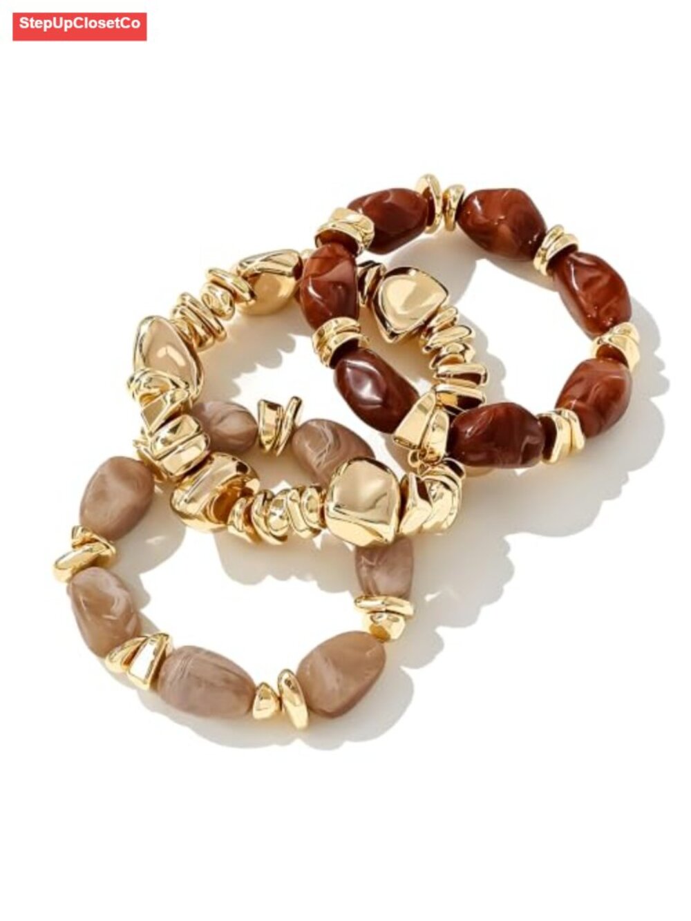 Boho Chunky Beaded Bracelet Set, Acrylic Resin Stretch Bracelets, Statement